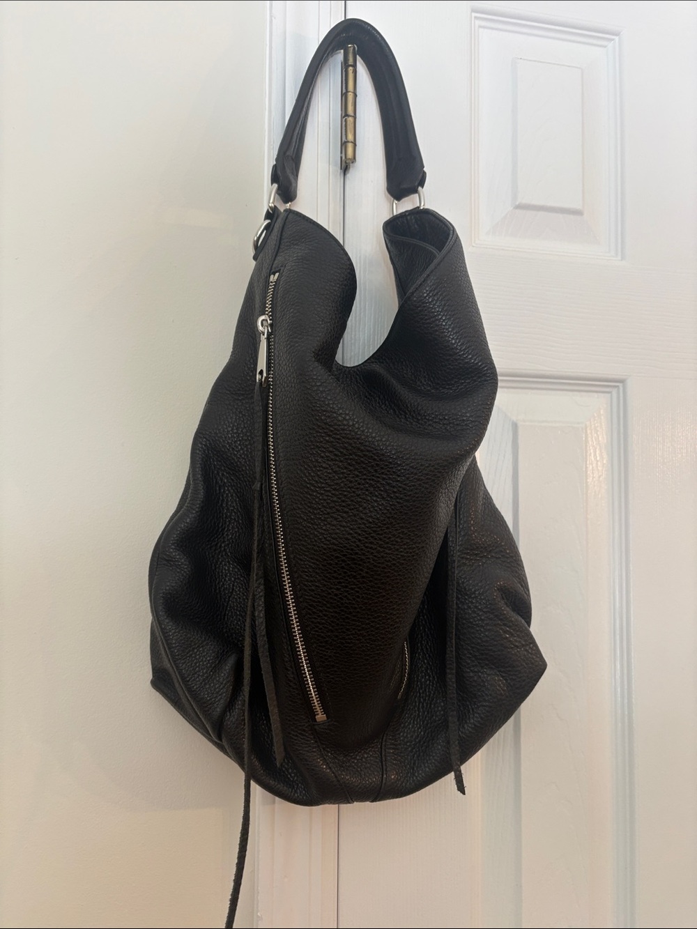 Rebecca Minkoff Black Pebbled Leather Hobo Shoulder Bag